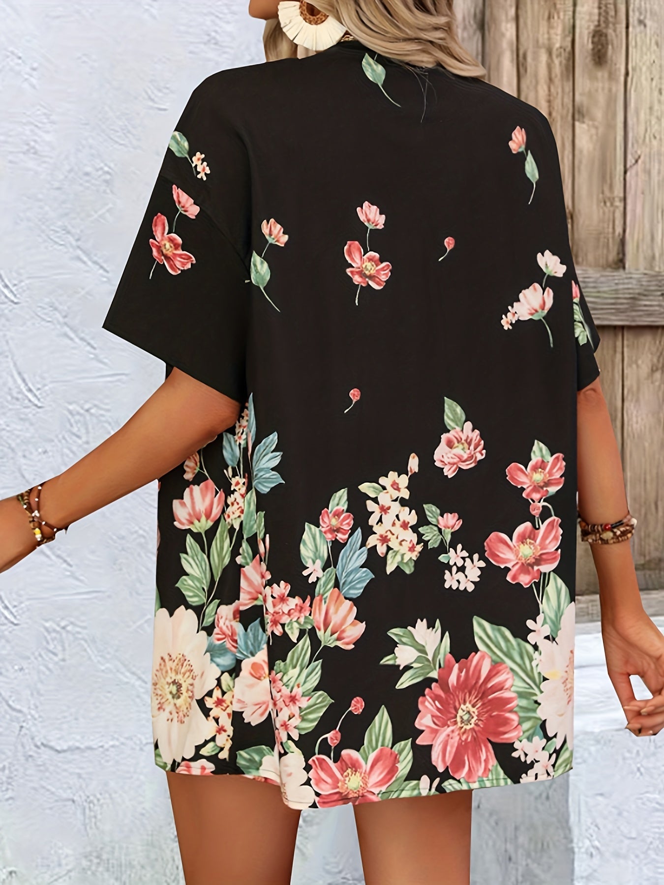 Floral Print Kimono & Shorts Set