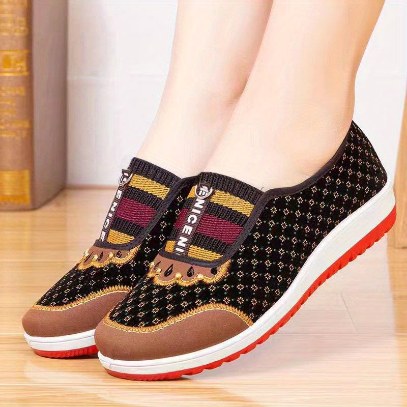Colorblock Wedge Loafers Soft Sole Slip On Walking Shoes Women's Footwear