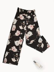  Floral Print Wide Leg Trousers