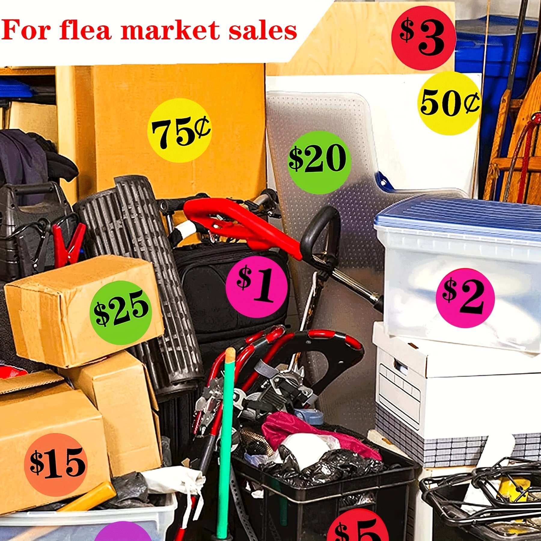 540pcs Garage Dollar Preprinted Tags Labels Pricing Stickers