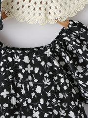 Girl's Casual Summer Floral Dress Ruffle Flared