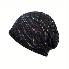 Lace Slouchy Beanie Rhinestone Turban Hat Lightweight Skull Cap
