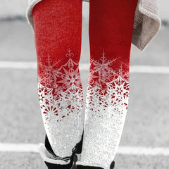  Snowflake Print High Rise Leggings