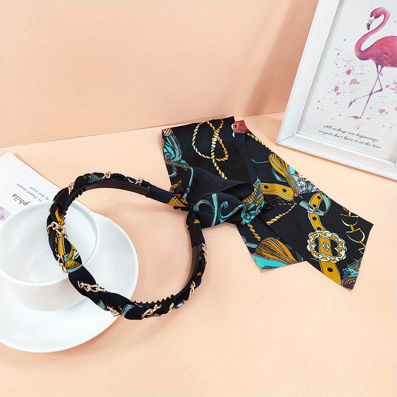 Satin Fabric Headband Retro Ribbon Hair Band Non Slip Hair Hoop Access