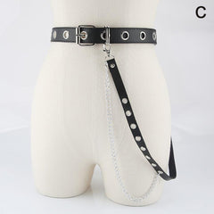 Women Chain Strap Belt Gothic Adjustable Pu Leather Belt Women Punk