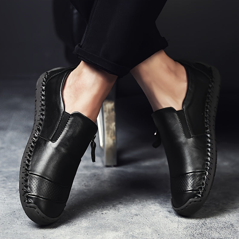 Men's Zipper Loafers Breathable Comfortable Anti-Skid Slip-On Shoes