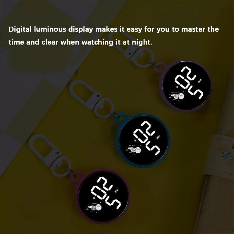 Kids LED Digital Pocket Watch with Date Display - Compact Electronic Clock