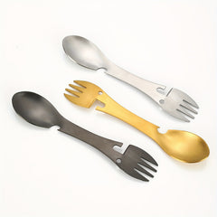 Portable 5-in-1 Stainless Steel Tableware Set for Outdoor Activities