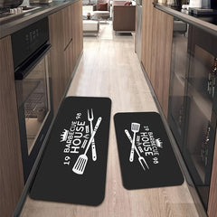 Minimalist BBQ House Rug Letter Pattern Washable Carpet for Home Decor