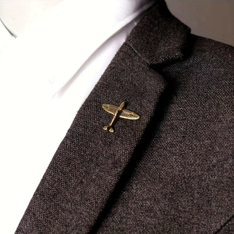 Men's Bronze Aircraft Suit Collar Pin 533 Fighter