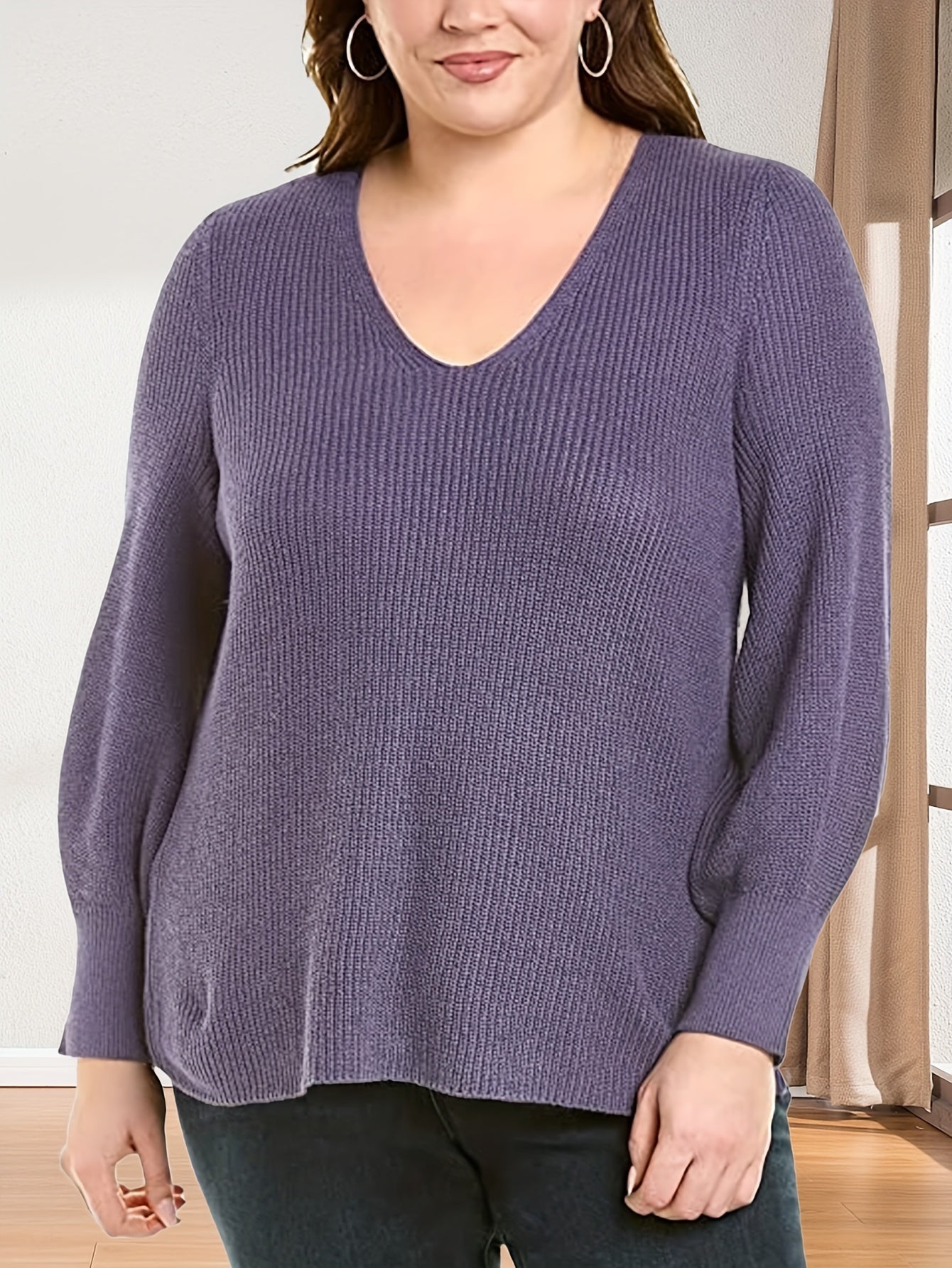  Cable Knit V-Neck Sweater
