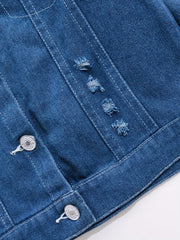 Boys Casual Shoes Print Denim Jacket Button Down Coat