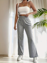  Sporty Pants Women's Plus Solid High Waist Loose Trousers