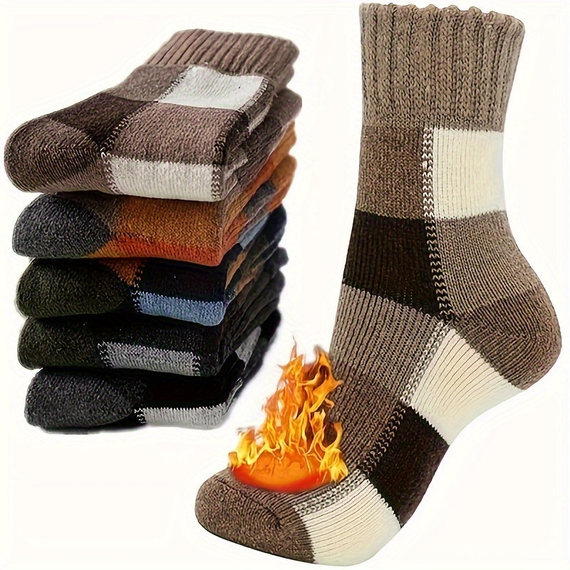 5 Pairs Winter Warm Fleece Socks Thickened Cotton Socks for Men