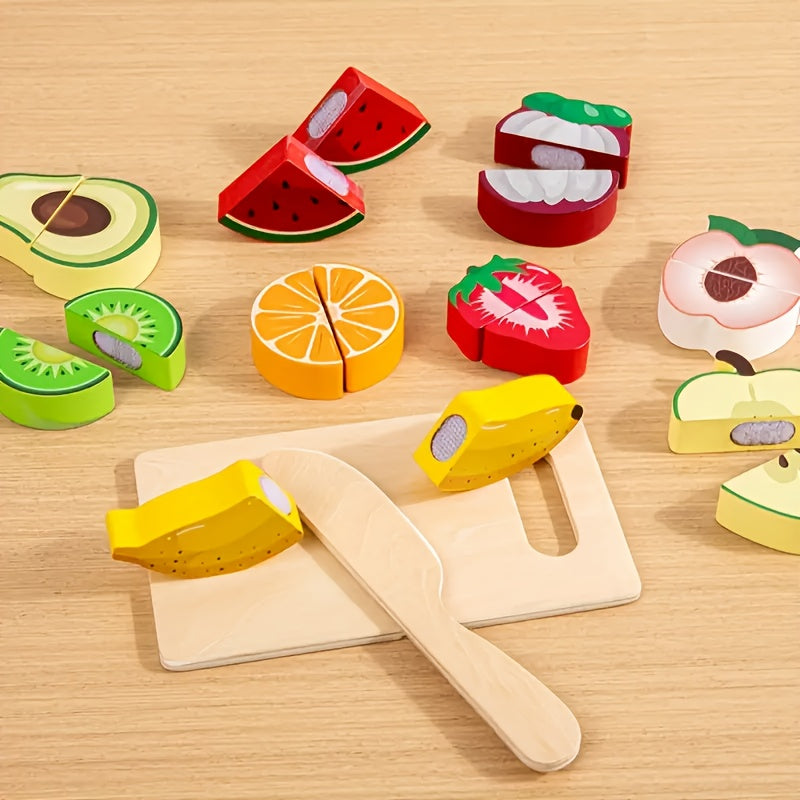 Wooden Food Cutting Set Kitchen Toy Pretend Cooking
