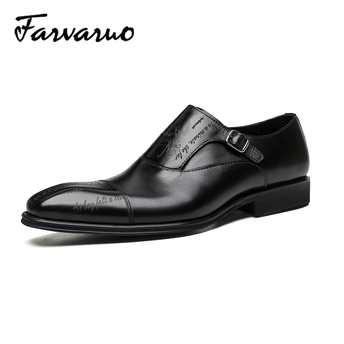 FARWARWO Leather Monk Strap Dress Shoes for Wedding Office