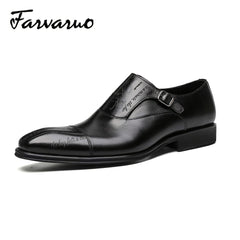 FARWARWO Leather Monk Strap Dress Shoes for Wedding Office