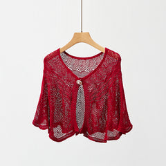 Solid Hollow Shawl Casual Knitting Scarf Inelastic Sunscreen Shawl