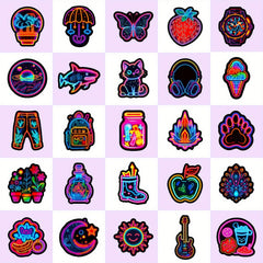 100pcs Neon Mix & Match Fluorescent Stickers | Night Graffiti Stickers