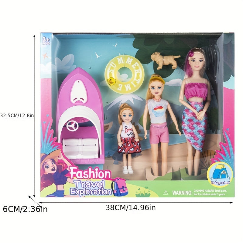 Doll Playset Outdoor Yacht Fast Boats Swim Ring Accessories Giftbox
