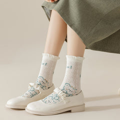 4 Pairs Cartoon Mesh Socks Cute Prints Women's Stockings