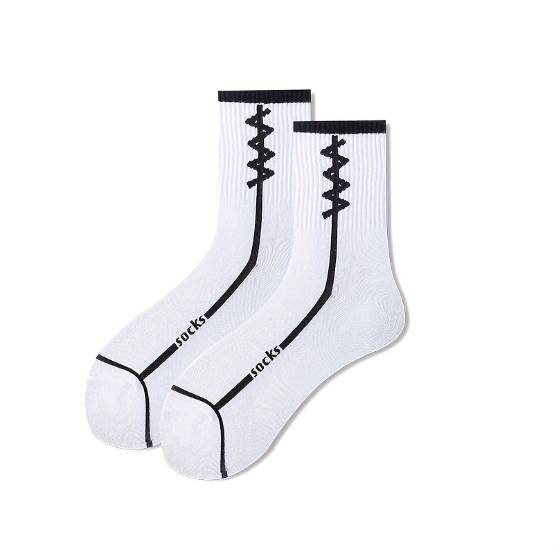 5 Pairs Letter Print Socks Comfy Mid Tube Socks Women's Stockings