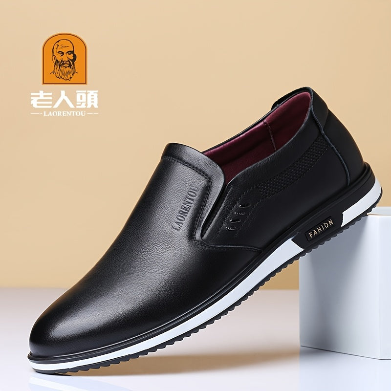 LAORENTOU Men's Leather Dress Shoes Comfy Durable Non Slip Formal Flats