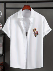 Bear Riding Motorcycle Men's Button Up Shirt