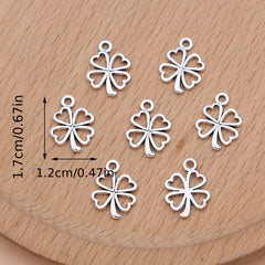 20Pcs Lucky Clover Charms Silver Plated DIY Pendants