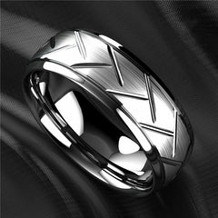 8MM High Titanium Steel Ring Men's Stainless Steel Wire Groove Tire Ring