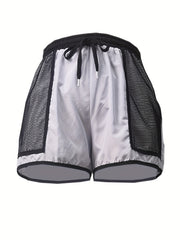  Colorblock Eyelet Drawstring Fitness Shorts