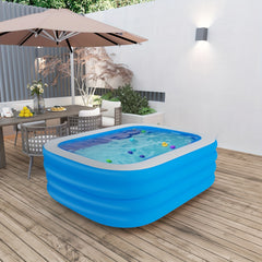 Family Swimming Pool with 4 Rings Oversized Inflatable, Foldable for Home Yard