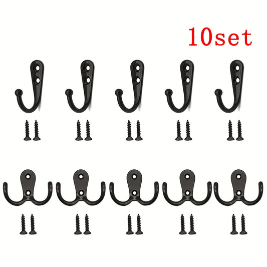 Heavy Duty Metal Double Hooks for Hanging Robes Towels Keys Jackets Hats