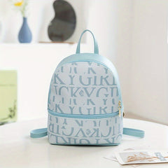 Mini Letter Graphic Backpack Faux Leather Daypack Women's Travel School Bag