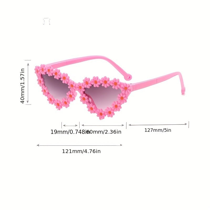Flower Decor Frame Sun Protection Sunglasses for Kids