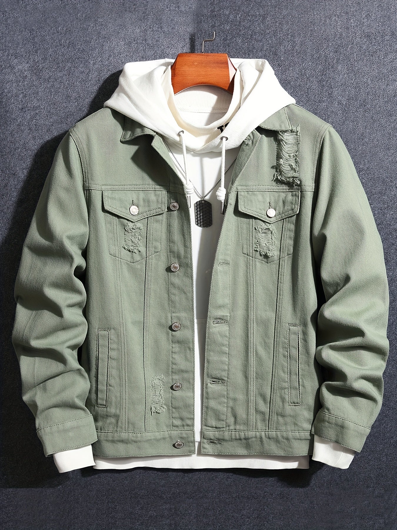 Men's Button Up Denim Coat for Spring Fall