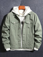 Men's Button Up Denim Coat for Spring Fall