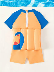 Baby Boys Dinosaur Print Swimsuit With Buoyancy Clothes