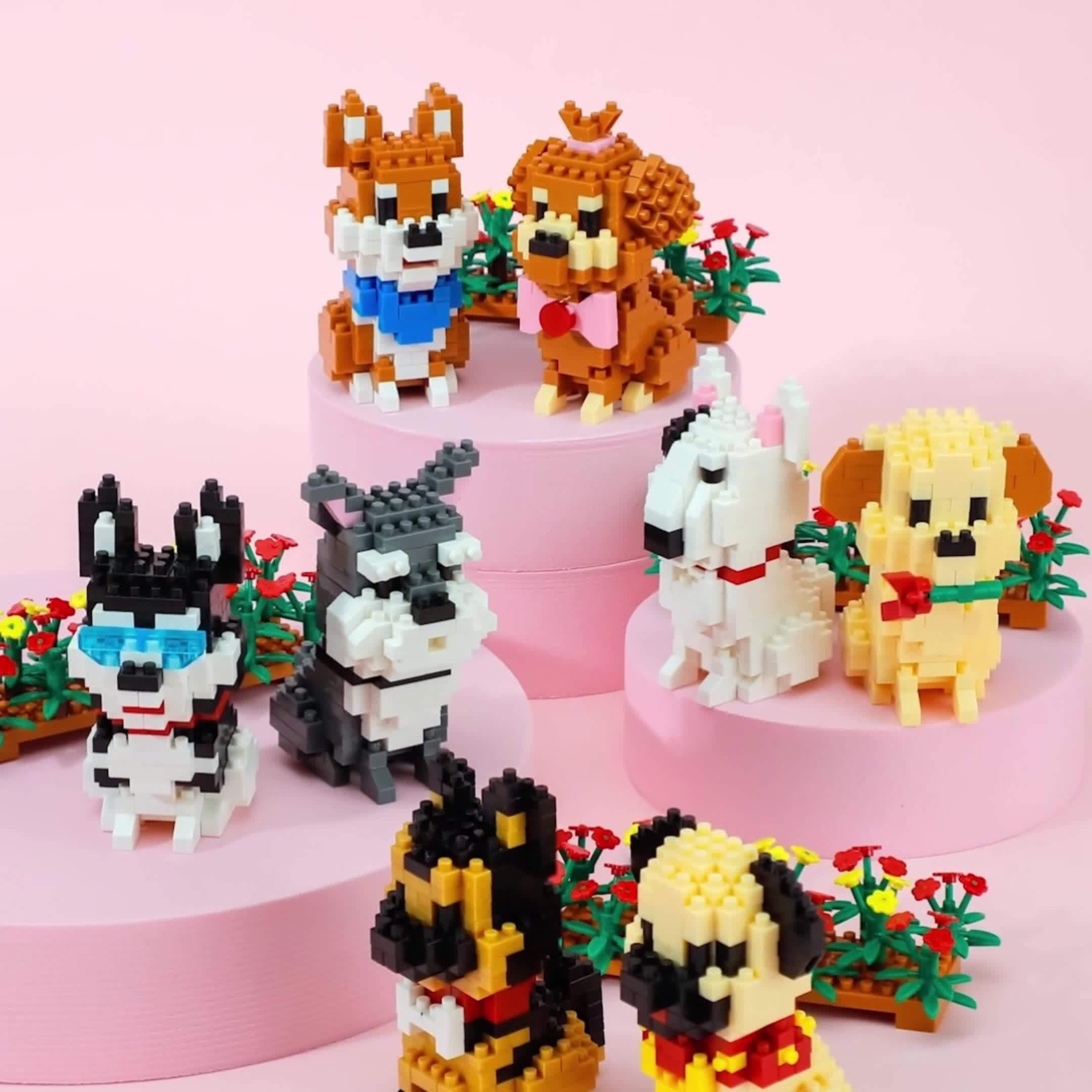 Wolfhound Building Blocks Pet Dog Model Assembled Building Block Toys