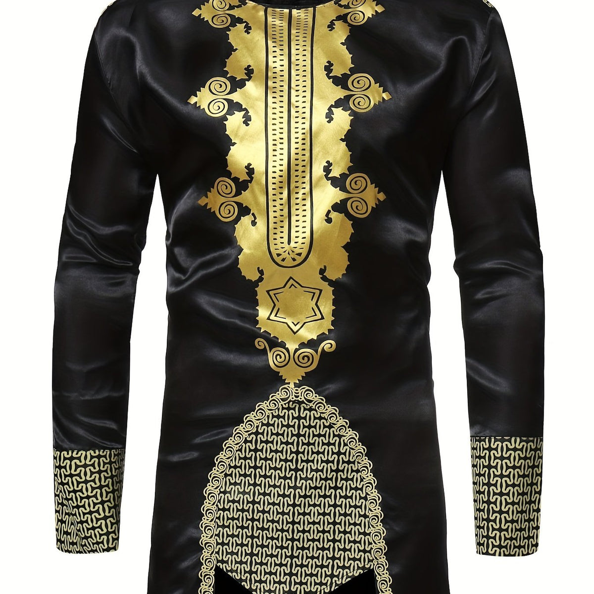 Men's African Dashiki Shirt Long Sleeve Crew Neck Print