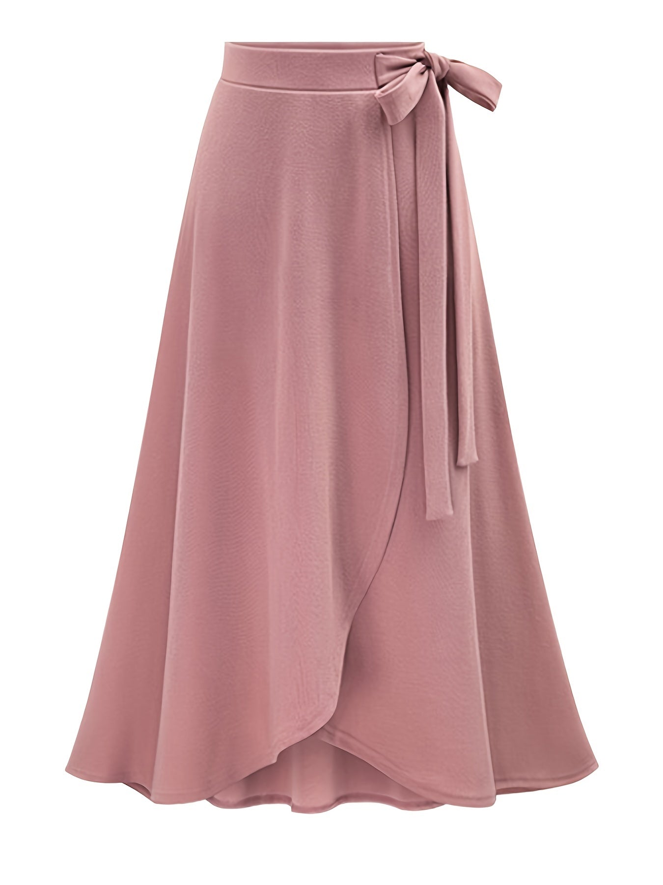  Solid Side Knot Layered Maxi Skirt with Slight Stretch