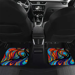 4pcs Colorful Printed Car Floor Mats, Water Absorbent & Stain Resistant