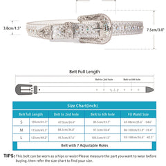 Men Women Rhinestone Belt Western Cowgirl Bling Studded Leather Belt