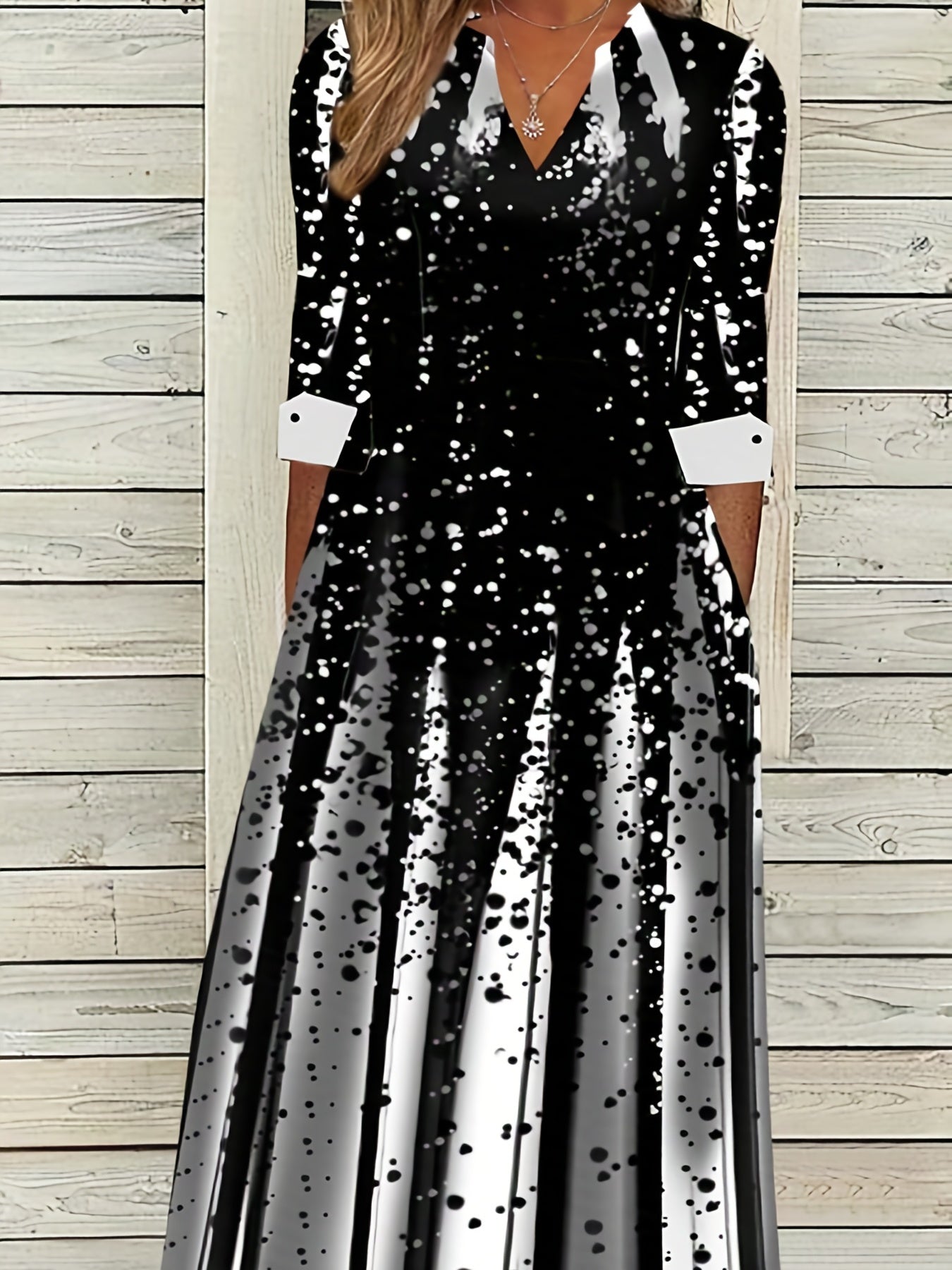 Plus Size Striped & Splash Painting Print Maxi Dress