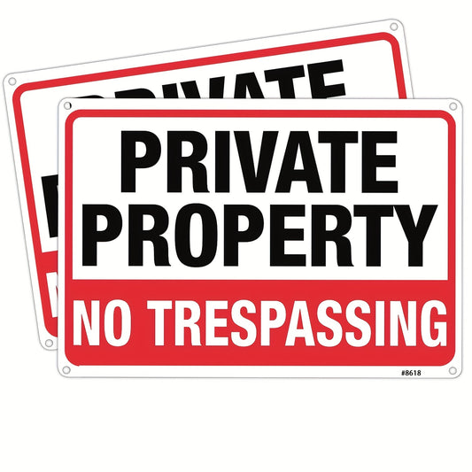 2pcs Private No Trespassing Sign Metal Rust Aluminum 10x7 Inch