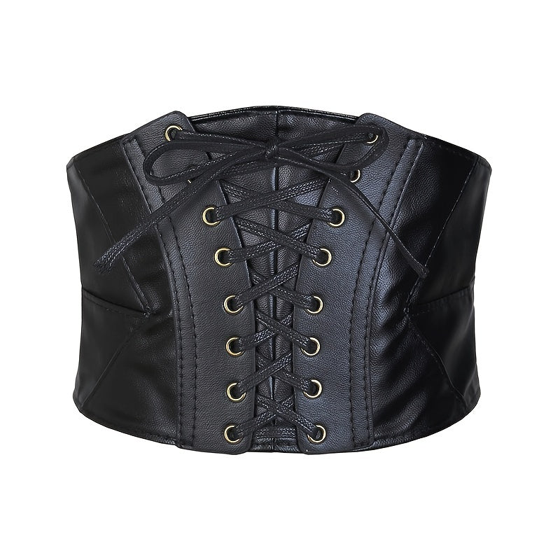 Womens Lace Up Corset Belt Wide Elastic Waist Belt