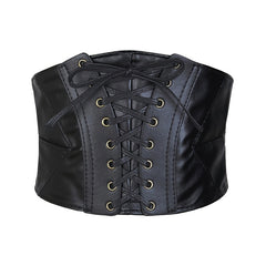 Womens Lace Up Corset Belt Wide Elastic Waist Belt