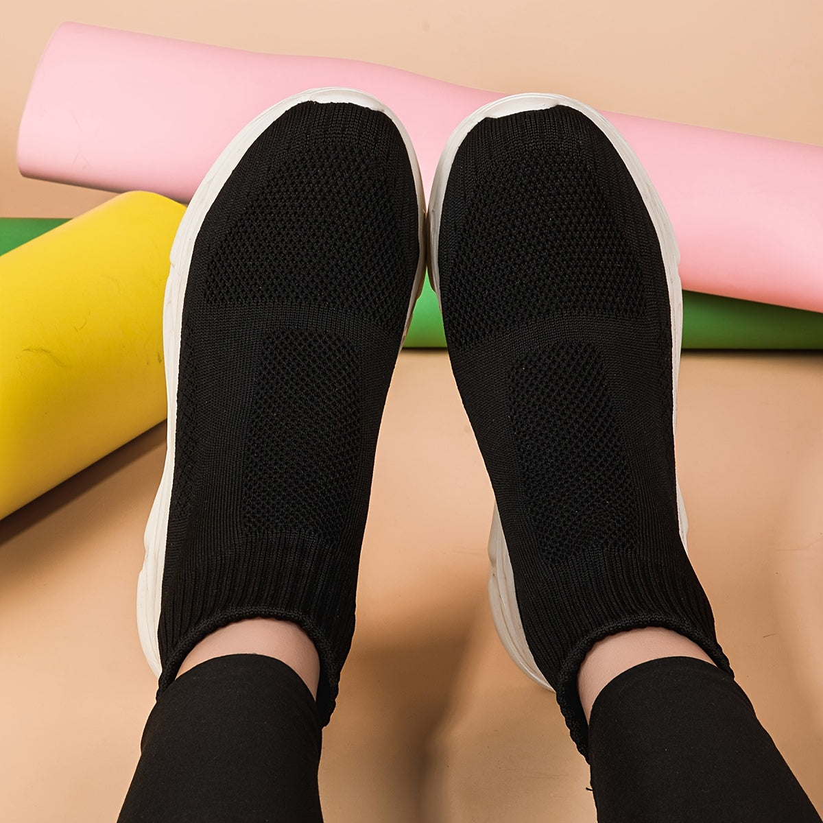 Women's Lace Up Knit Socks High Top Platform Sneakers
