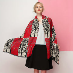 Plaid Print Fringed Shawl Warm Capes