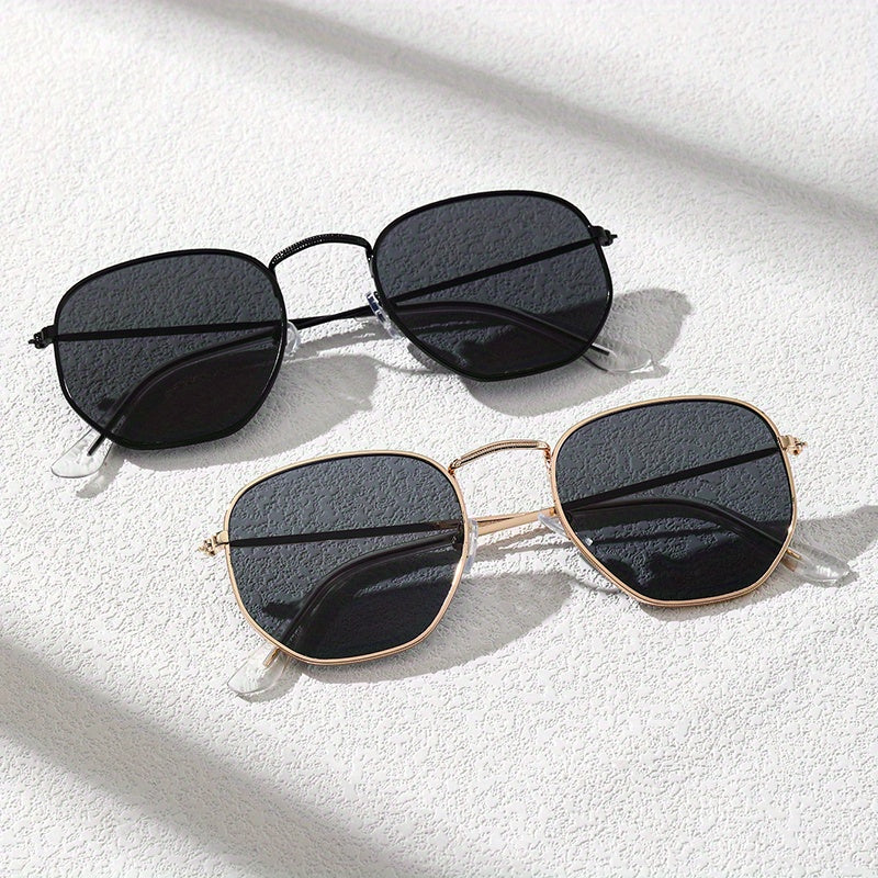 Square Metal Frame Sunglasses UV400 for Women Men Casual Anti Glare Glasses